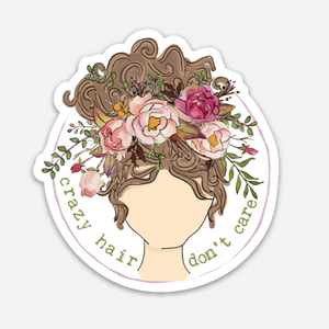 'Crazy Hair - Don't Care' Sticker