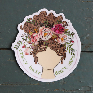 'Crazy Hair - Don't Care' Sticker